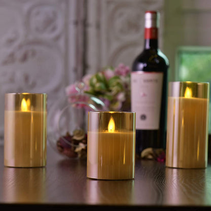Yinuo Candle Flameless Led Candles Light Flickering,Real Wax Fake Wick Moving Flame Faux Wickless Pillar,with Timer Remote,Suit for Festival Wedding Home Party Halloween Decorations