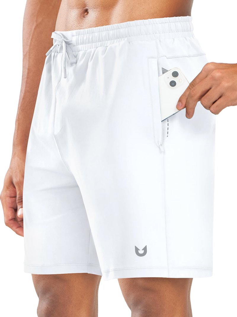 NORTHYARD Men's 7" Gym Shorts Knit Athletic Tennis Shorts for Men with Zipper Pockets for Workout Athletic Training Black 2XL