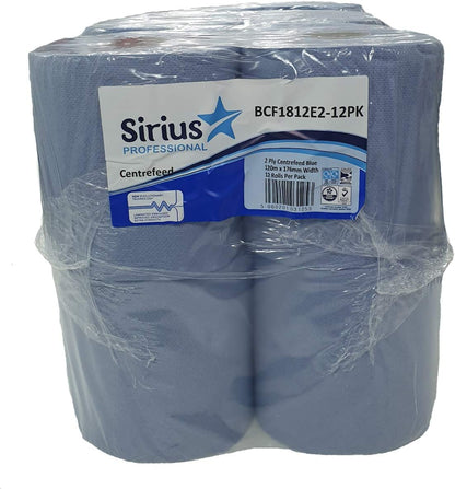 12 x Centre Feed Rolls Blue Tissue Paper Roll (2 Ply)