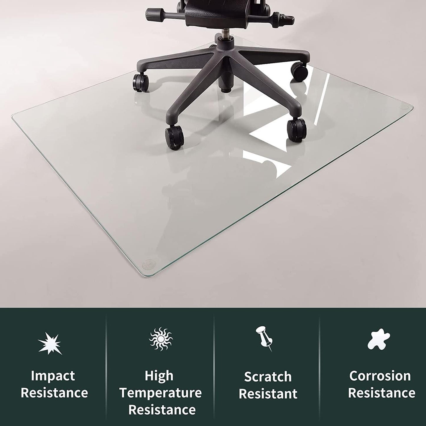 Easly 46" x 55" Chair Mat for Carpet - Office Chair Mat - Tempered Glass Floor Mat for Home/Office/Carpet Clear Computer Floor Mat - with 4 Anti-Slip Pads