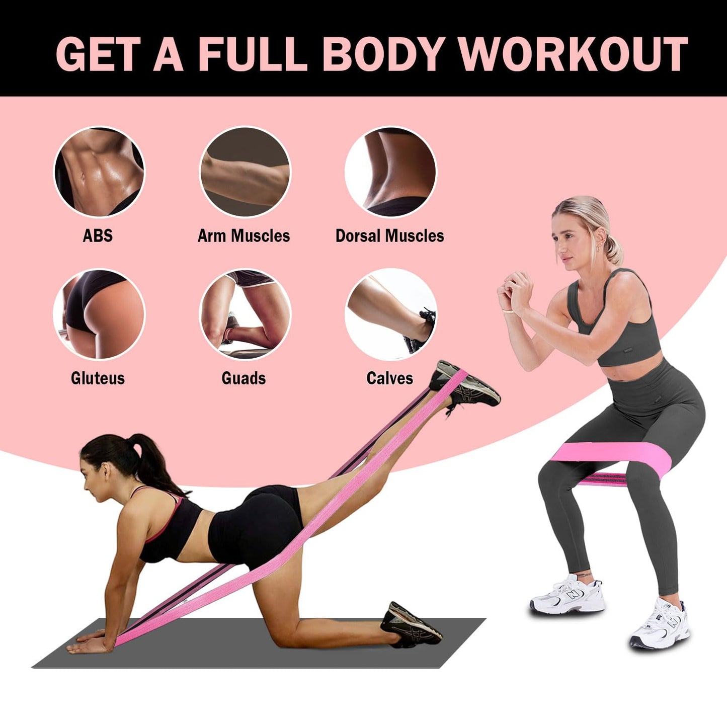 KANGFITER Large Fabric Resistance Bands for Working Out, Loop Exercise Bands for Booty Leg, Butt, Glutes, Stretch Workout Bands for Women & Men, Hip Elastic Bands for Home Gym Fitness, Yoga, Pilates