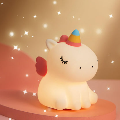 AVACOM Unicorn Night Light for Kids - Cute Nursery Night Light, LED Squishy Unicorns Lamp, Silicone Unicorn Dimmable Light up Duck, Rechargeable Bedside Touch Lamp for Breastfeeding, Bedroom