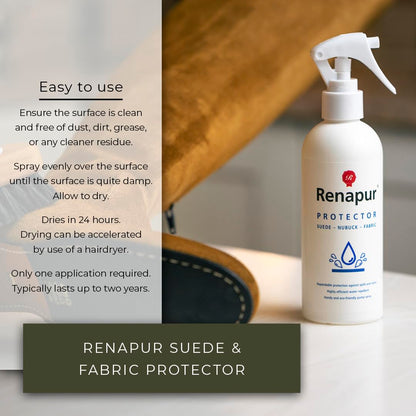 Renapur Suede, Nubuck, Fabric Waterproofing/Stain Protection — Eco-Friendly, Non-Toxic, for Shoes, Boots, Trainers & Clothing (250ml Spray Bottle)