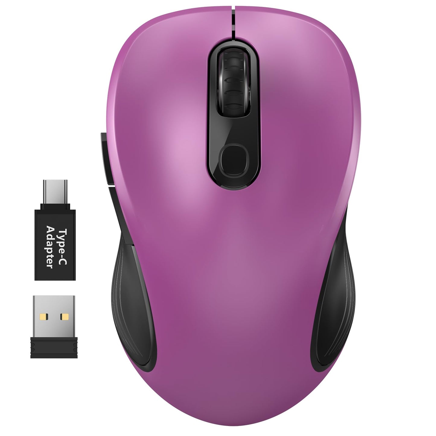 WisFox 2.4G Wireless Mouse for Laptop, Ergonomic Computer Mouse with USB Receiver and 3 Adjustable Levels, 6 Button Wireless Mice for Windows Mac PC Notebook (Grey)