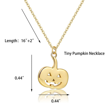 Collner 14K Gold Heart Pendant Necklace for Women Dainty Star Necklace Tiny Evil Eye Choker Necklace Boho Crescent Moon Necklace Minimalist Jewelry (Halloween Pumpkin-Gold)