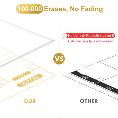 ARCOBIS Monthly Calendar Whiteboard for Wall, 24" x 18" Magnetic Dry Erase Calendar with Gold Frame, Wall Hanging Planner for Home, Office, School