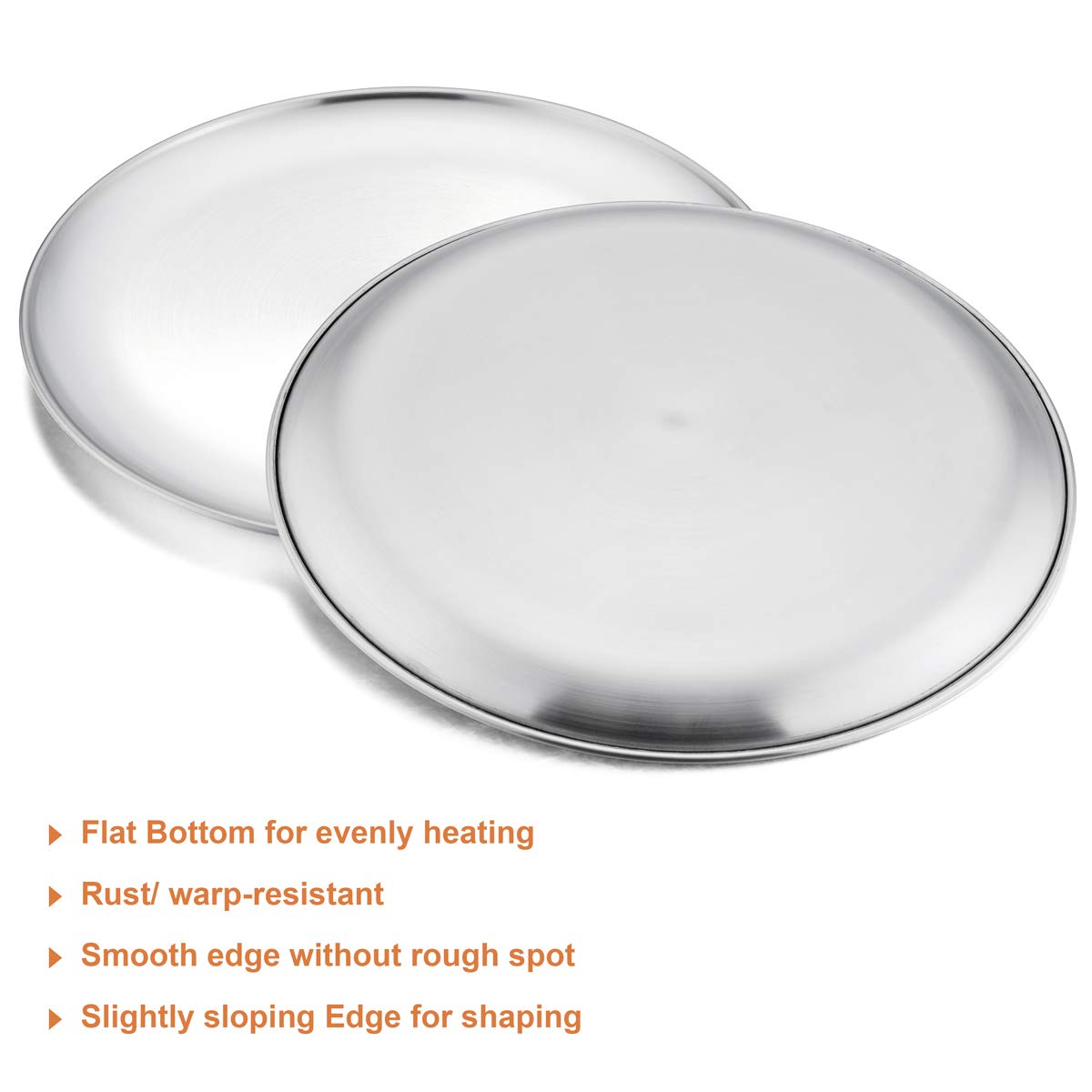 HaWare Pizza Baking Tray Set of 2, 12 inch Stainless Steel Pizza Pan Oven Tray, Round Baking Sheet, Less-Stick, Non Toxic & Healthy, Heavy Duty & Dishwasher Safe