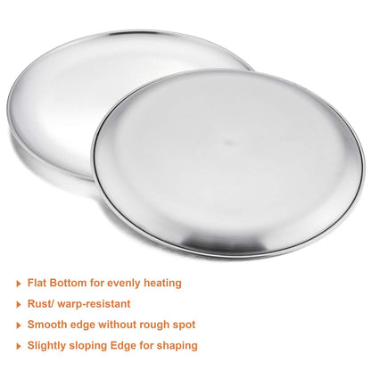 HaWare Pizza Baking Tray Set of 2, 12 inch Stainless Steel Pizza Pan Oven Tray, Round Baking Sheet, Less-Stick, Non Toxic & Healthy, Heavy Duty & Dishwasher Safe