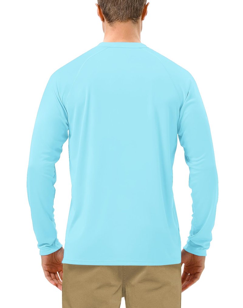 Roadbox Mens UPF 50+ Long Sleeve SPF Diving Rash Guard UV Sun Protection Shirts for Outdoor Fishing Hiking Swimming Running Light Green