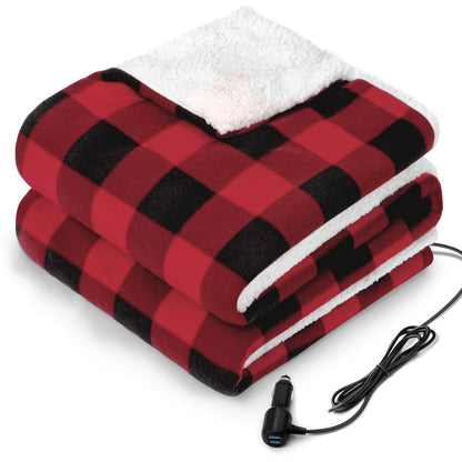 Sealy 12-Volt Heated Car Blanket, Portable Electric Blanket with 3 Heating Levels & 4 Hours Auto Off for Car, Truck, SUV, RV or Camping, Machine Washable, 59" X 43", Charcoal