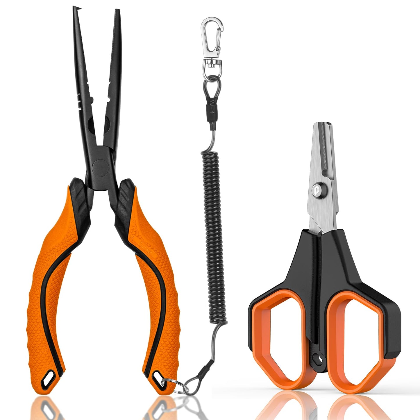 pullther fishing Fishing Tools Kit, 9" Fishing Pliers,3.9" Fishing Scissors, Fishing Line Cutter for Braided Fishing Line,Fishing Gear with Lanyard