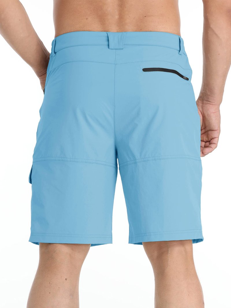 TACVASEN Mens 10" Hiking Shorts Golf Outdoor Lightweight Quick Dry Summer Casual Dress Fishing Shorts with Zipper Pockets Sky Blue 34