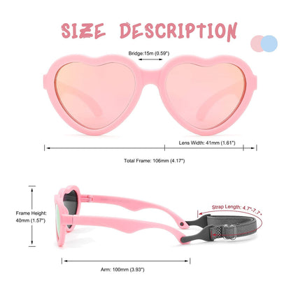 COASION Baby Sunglasses Polarized Rubber UV Protection with Strap Heart Shape Sun Glasses for Boys Girls Kids Ages 0-24 Months