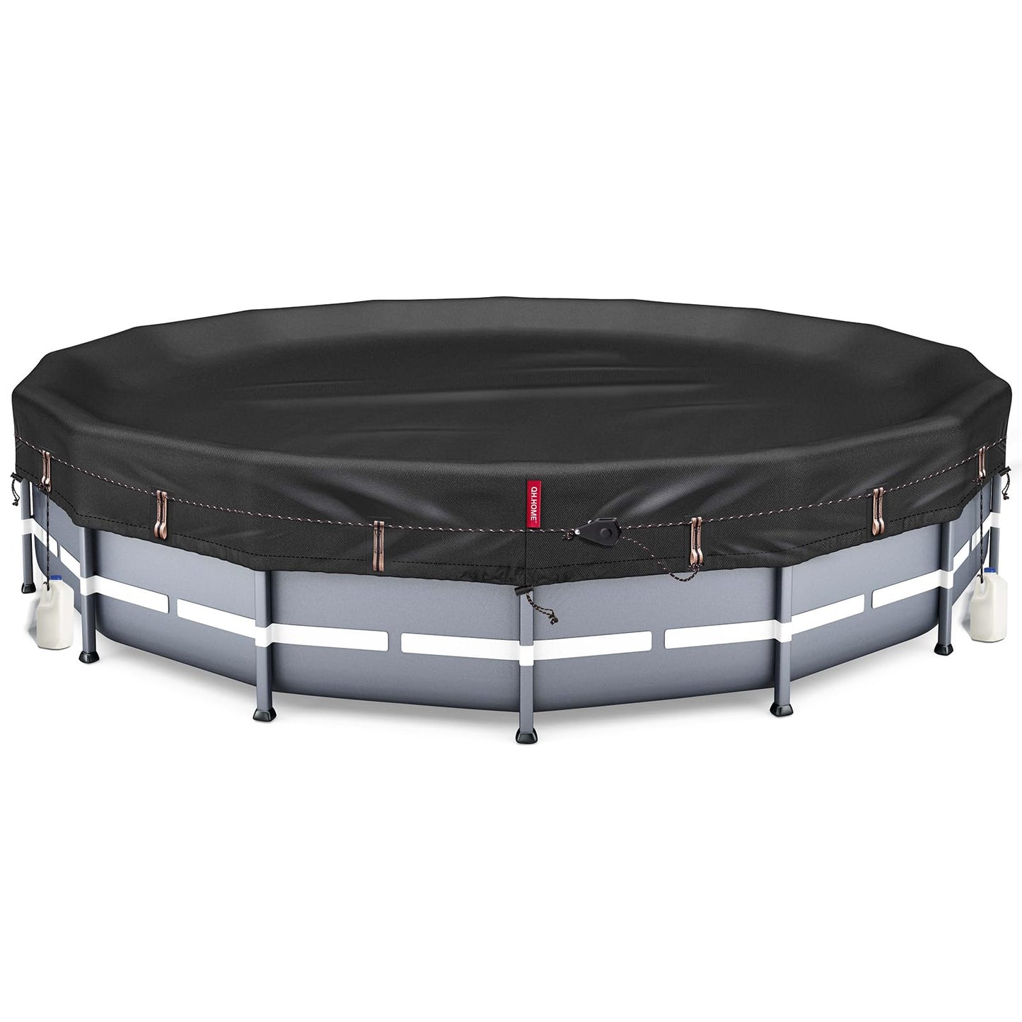 QH.HOME [2025 Upgraded Ultimate Windproof] 18 Ft Round Pool Cover with Fast Tightening Patented Ratchet,Solar Pool Cover for Above Ground Pools [Durable, Tear Resistant] with Weight-Bearing Rings