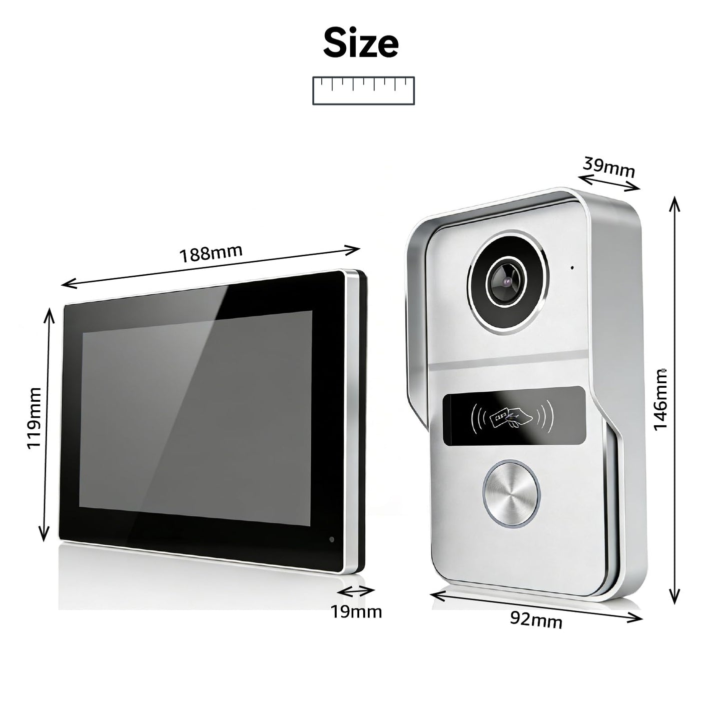 KeonBell 2 Wired Video Intercom System, 7 Inches Video Doorbell Camera with Monitor, Wired Video Door Phone HD Camera Kits Support tuya, Two Way Talk, Video Recording, Remote Unlock for Smart Home