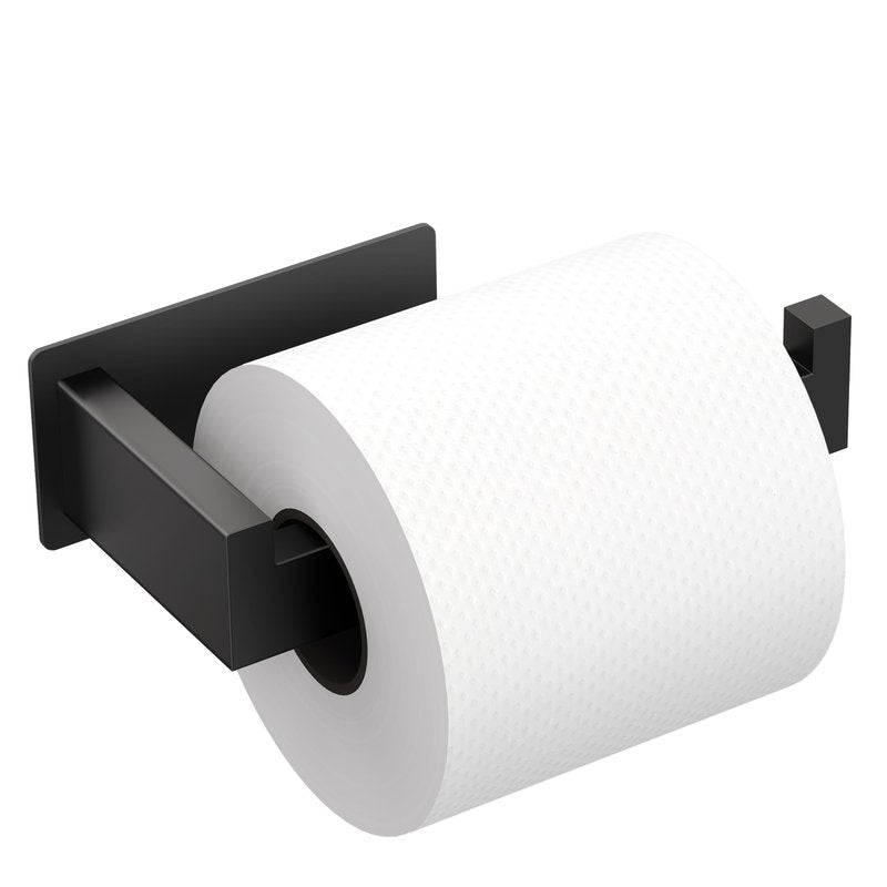 Auxmir Adhesive Toilet Paper Holder, No Drilling Toilet Roll Holder Wall Mount, Premium Thicken SUS304 Stainless Steel, Rustproof Toilet Tissue Holder for Bathroom Kitchen Washroom RV, Matte Black