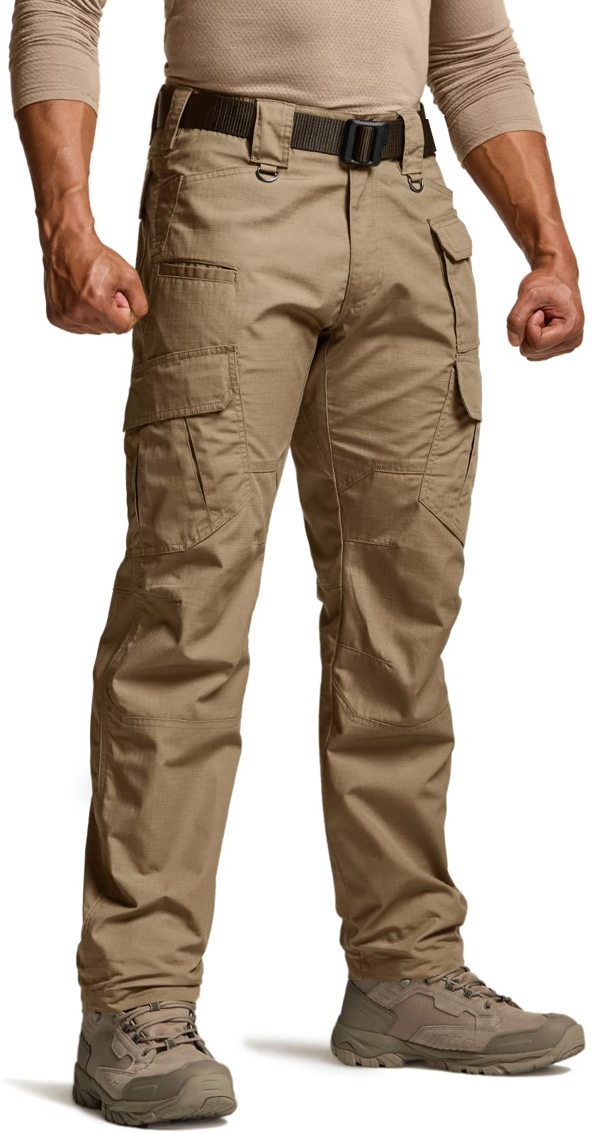 CQR Men's Tactical Pants, Water Resistant Ripstop Cargo Pants, Lightweight EDC Work Hiking Pants, Outdoor Apparel, Raider Mag Cougar, 38W x 32L