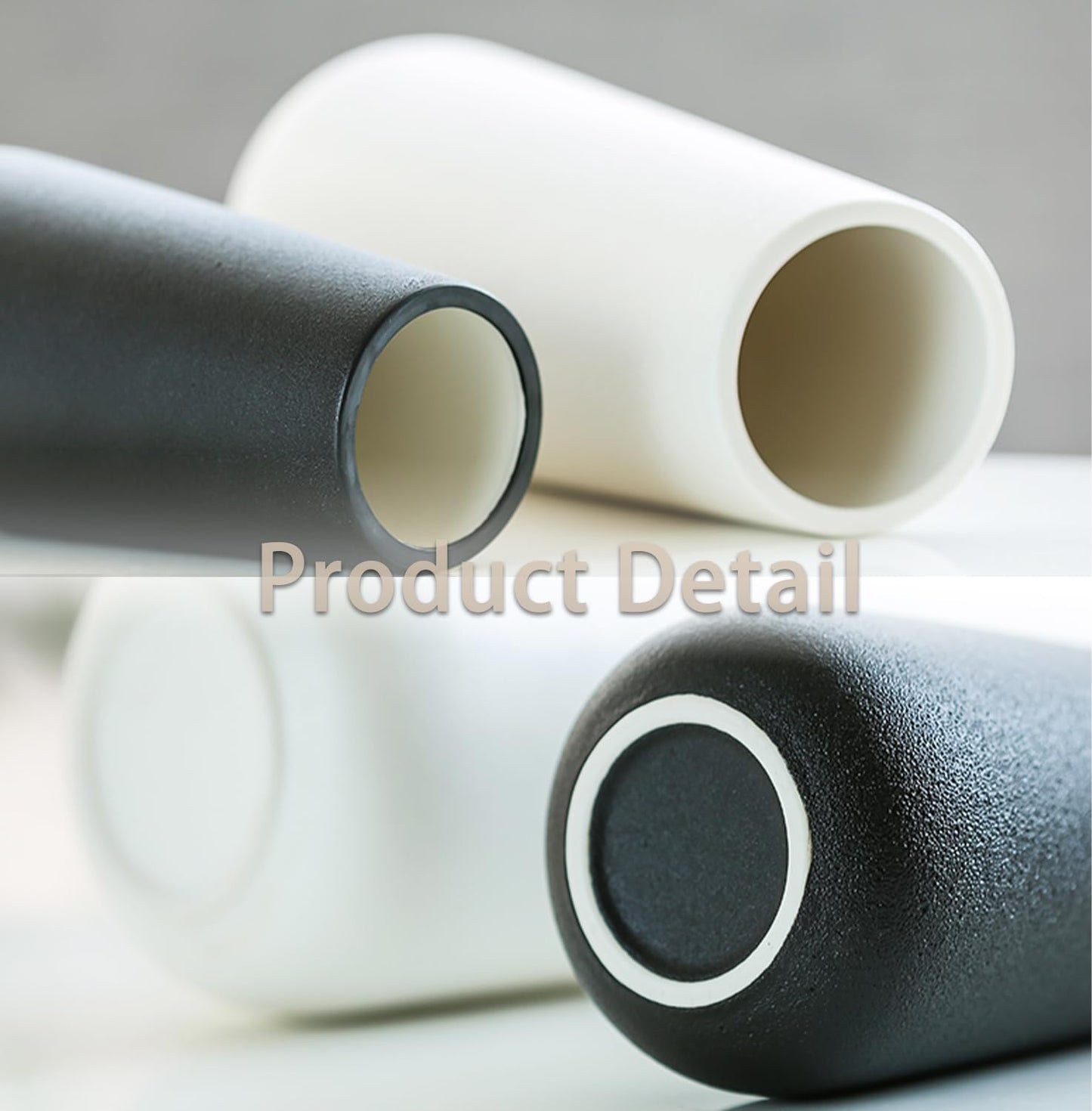 11 Inch Tall Matt Black Ceramic Vase for Flowers & Pampas Grass, Classic Rustic Style Decorative Vases for Home Decor Table Centerpieces