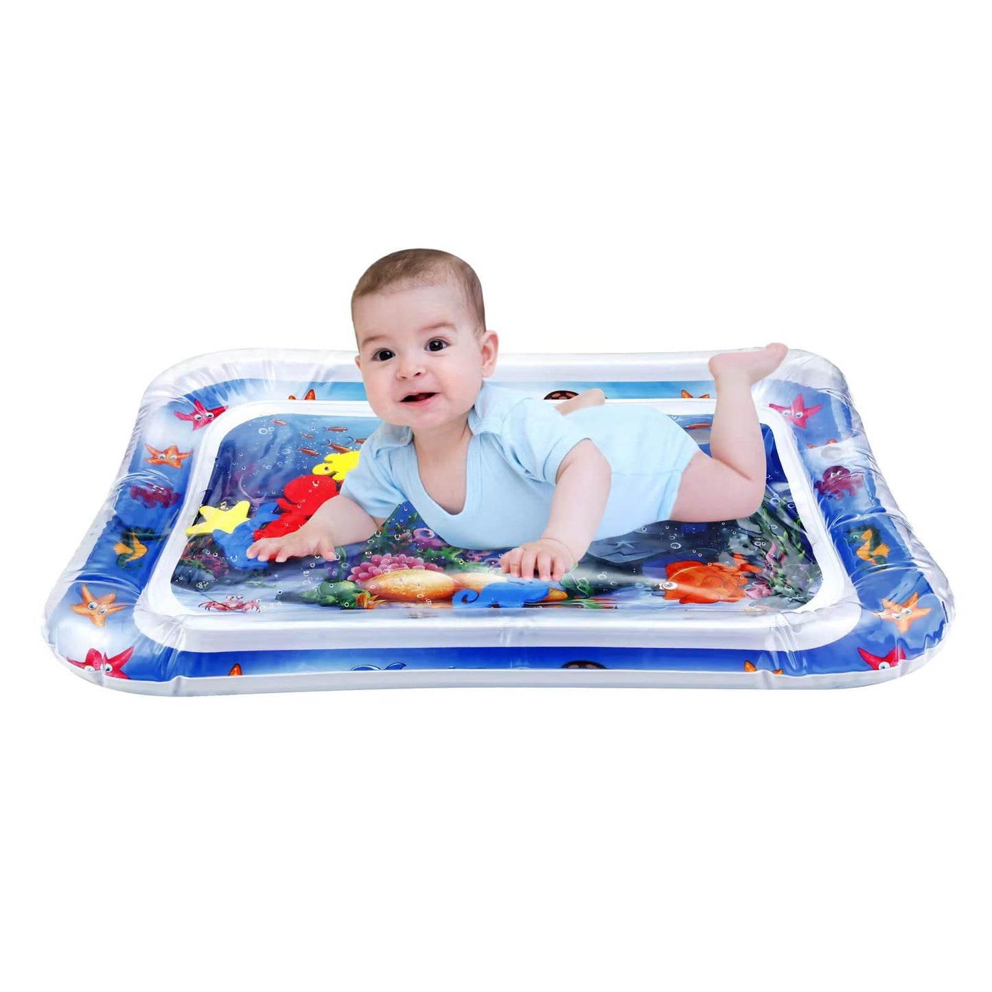 PandaEar 2 Pack Tummy Time Water Mat for Babies Toddlers, Inflatable Tummy Time Pillow Toys Baby Water Play Mats for Floor, Baby Sensory Water Mat for 3 6 9 Months Girls and Boys