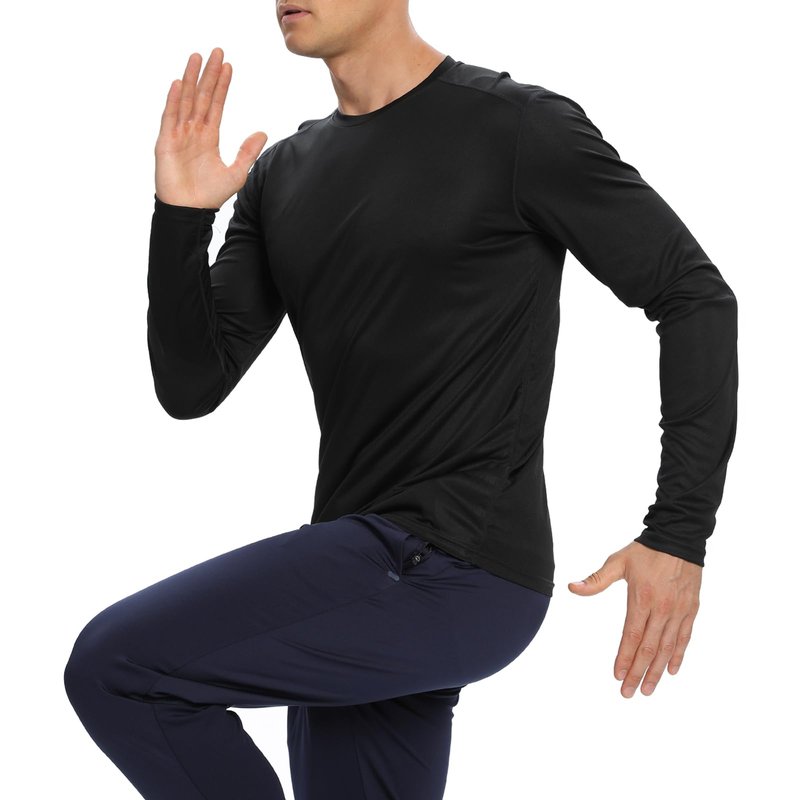 Mens Long Sleeve T Shirts 6 Pack,Tee Shirts for Men Workout Gym Athletic Sun Protection Performance Running Shirts(L)