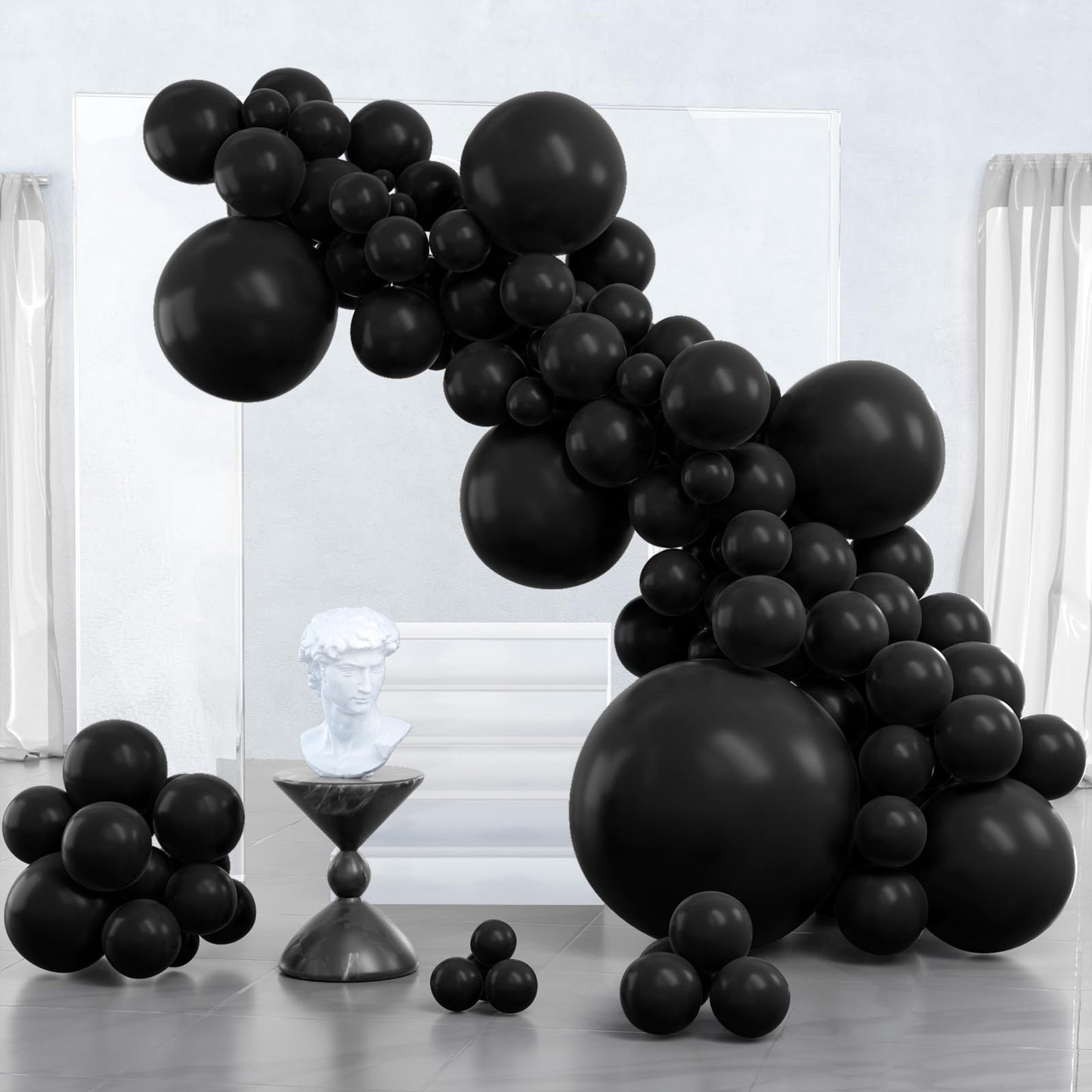 PartyWoo Black Balloons, 100 pcs Matte Black Different Sizes Pack of 36 Inch 18 Inch 12 Inch 10 Inch 5 Inch Black for Balloon Garland or Balloon Arch as Party Decorations, Black-Y18