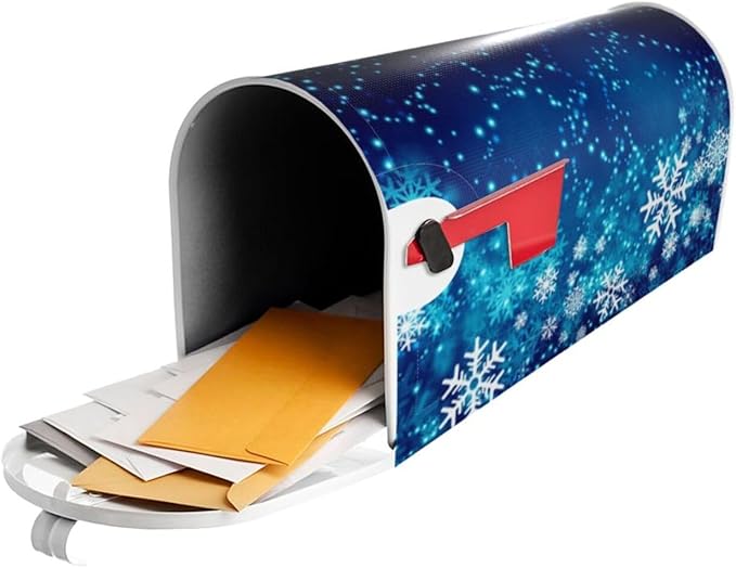 DADABULIU Mailbox Covers Christmas Snowflake Blue Xmas Winter Magnetic Letter Post Box Cover Standard Size 25.5 x 21 Inch Garden Yard Home Decorative