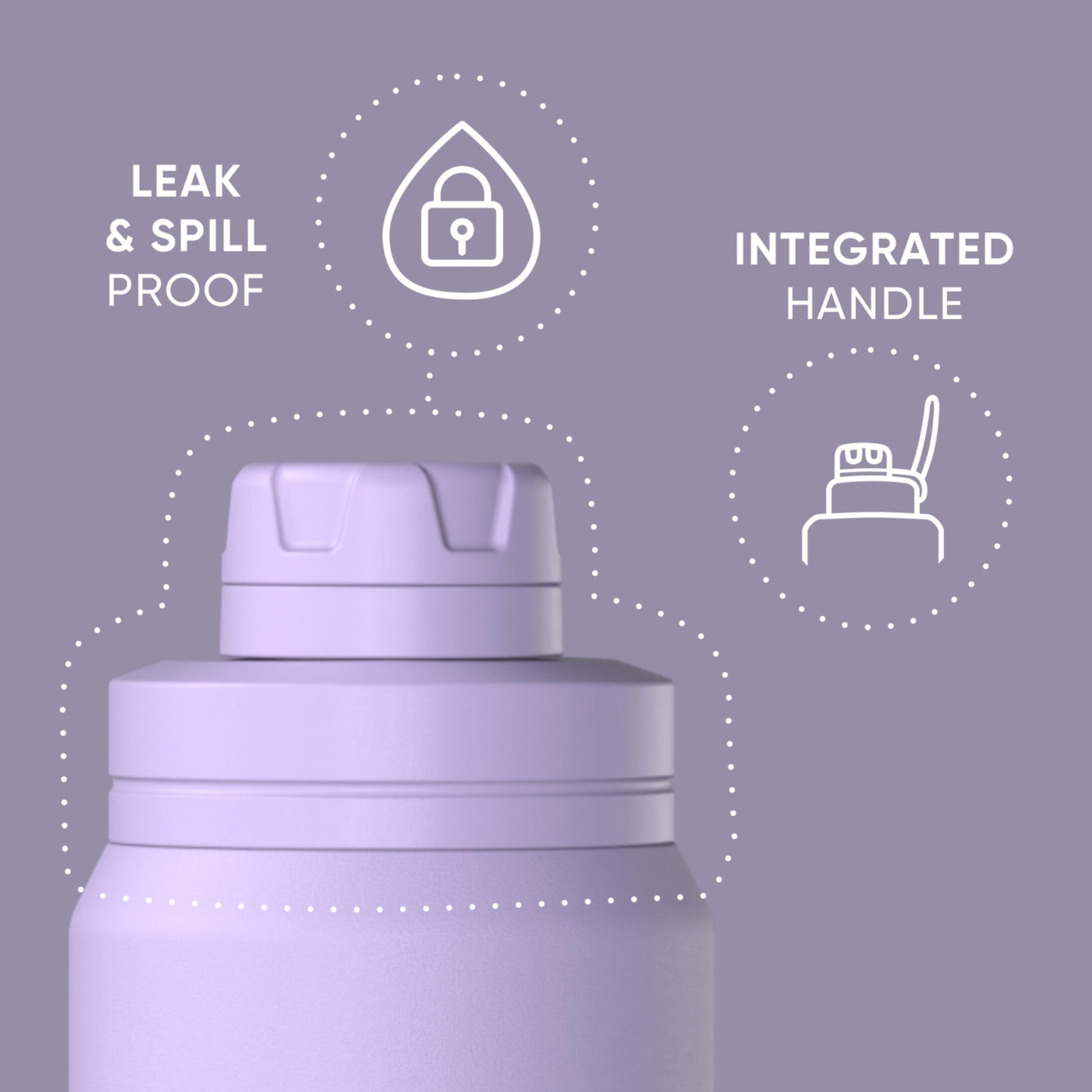 Hydrapeak 26oz Sport Insulated Water Bottle with Chug Lid, Leak & Spill Proof, Keeps Drinks Cold for 24 Hours, Hot for 12 Hours, Premium Stainless Steel Water Bottles (26oz, Lavender)