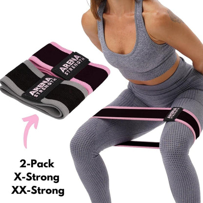 Arena Strength Booty Band Set (2 Pack) - Extra Strong Resistance Bands for Workout - Black - 25-55 kgs Tension