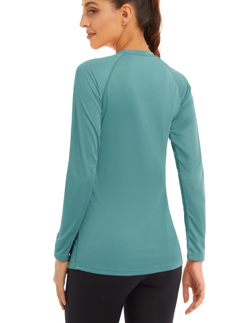 MAGCOMSEN Running T Shirts for Women Athletic Shirts Women Long Sleeve Shirts UV Shirts for Women Summer T Shirts for Women Workout Shirts Fishing Shirts Grey Green