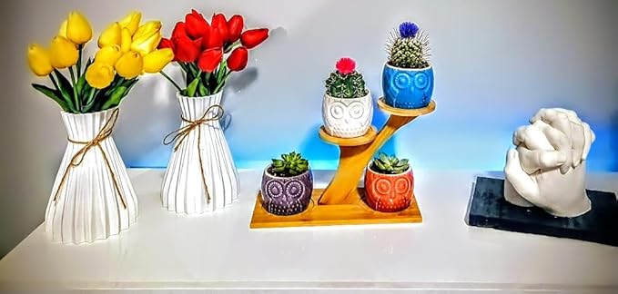 Blisse Wood Owl Planter (Purple)