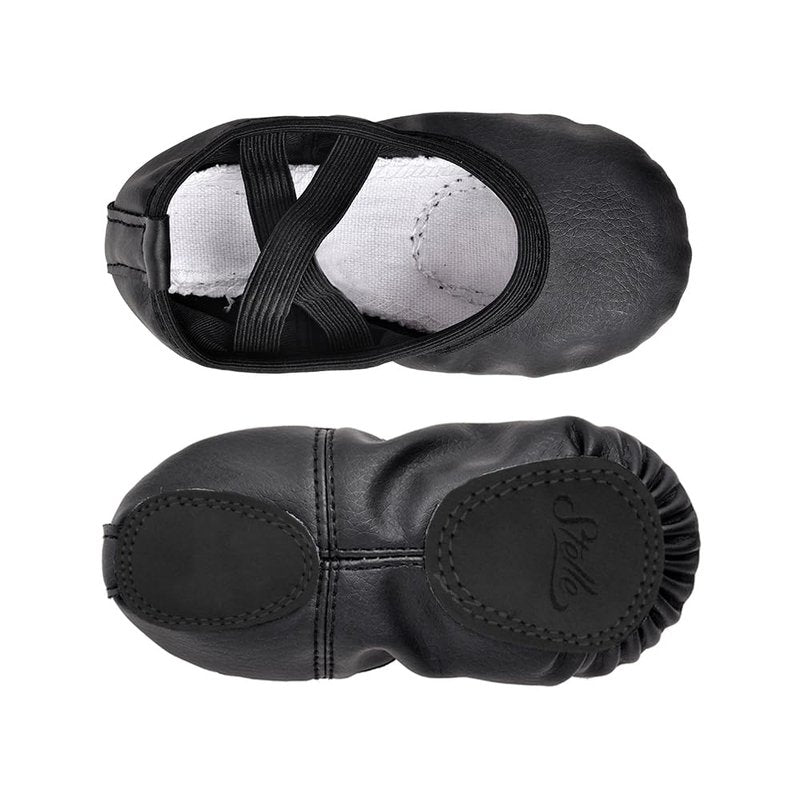 Stelle Ballet Shoes for Girls Toddler Ballet Slippers Soft Leather Boys Dance Shoes for Toddler/Little Kid/Big Kid(Black, 5MB)