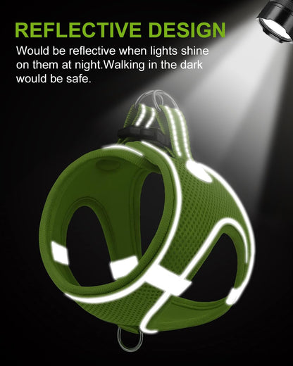 Joytale Small Dog Harness, Breathable Mesh Step-in Vest, Reflective Soft Padded Harnesses Small Sized Dog for Walking, Green, S