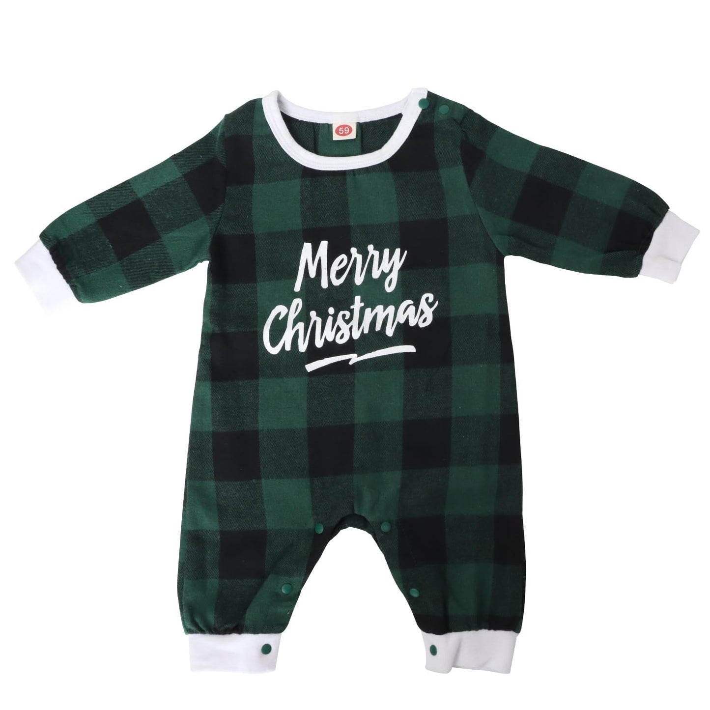 AGQT Infant Baby Boys Christmas Outfit Long Sleeve Onesie One Piece Romper Bodysuit 1st Xmas Clothes Green and Black Plaid Size 3-6 Months
