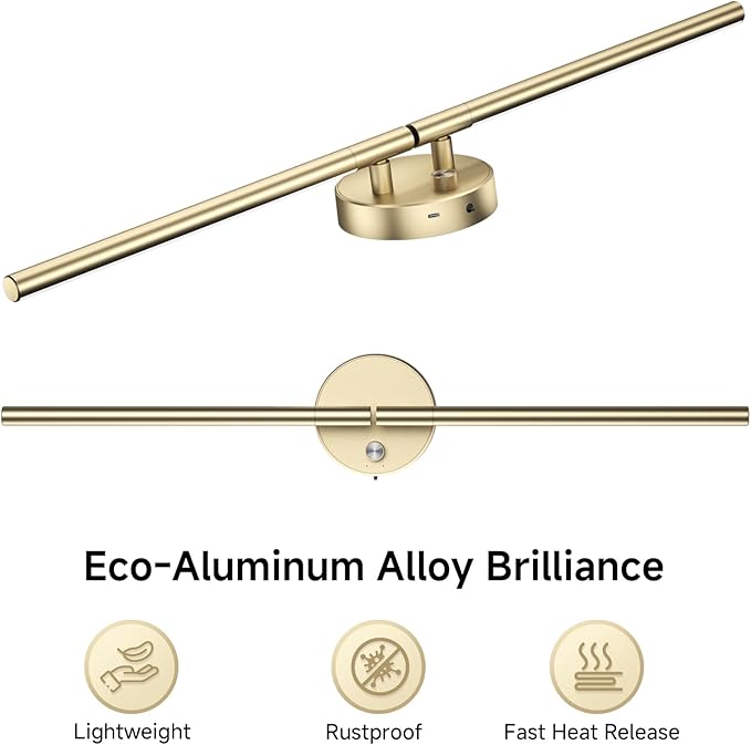 Battery Operated Wall Sconce Set of 2,Wireless Wall Lights with Remote, 360°DIY Rotatable RGB Lamp with Timer, 3000K-6500K LED Dimmable Wall Decor for Vanity, Living Room, Hallway Gold