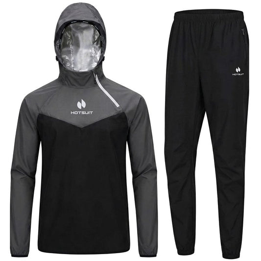 HOTSUIT Sauna Suit for Men Weight Loss Sweat Suits Sauna Jacket Pant Gym Workout, Gray, XXL