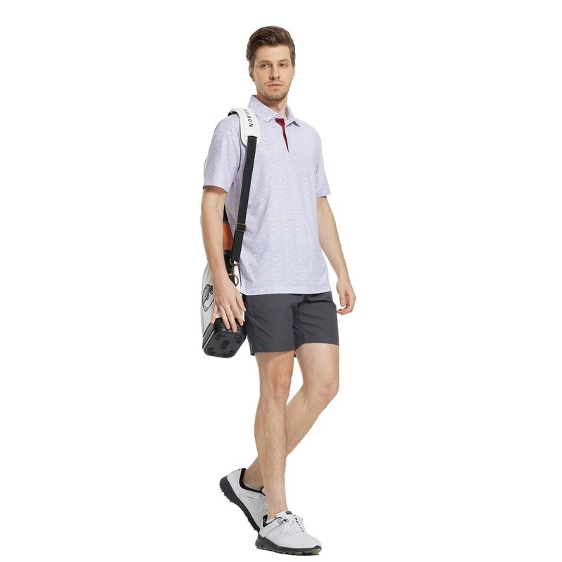 M MAELREG Mens Golf Shirt Short Sleeve Dry Fit Print Moisture Wicking Performance Patterns Collared Polo Shirt