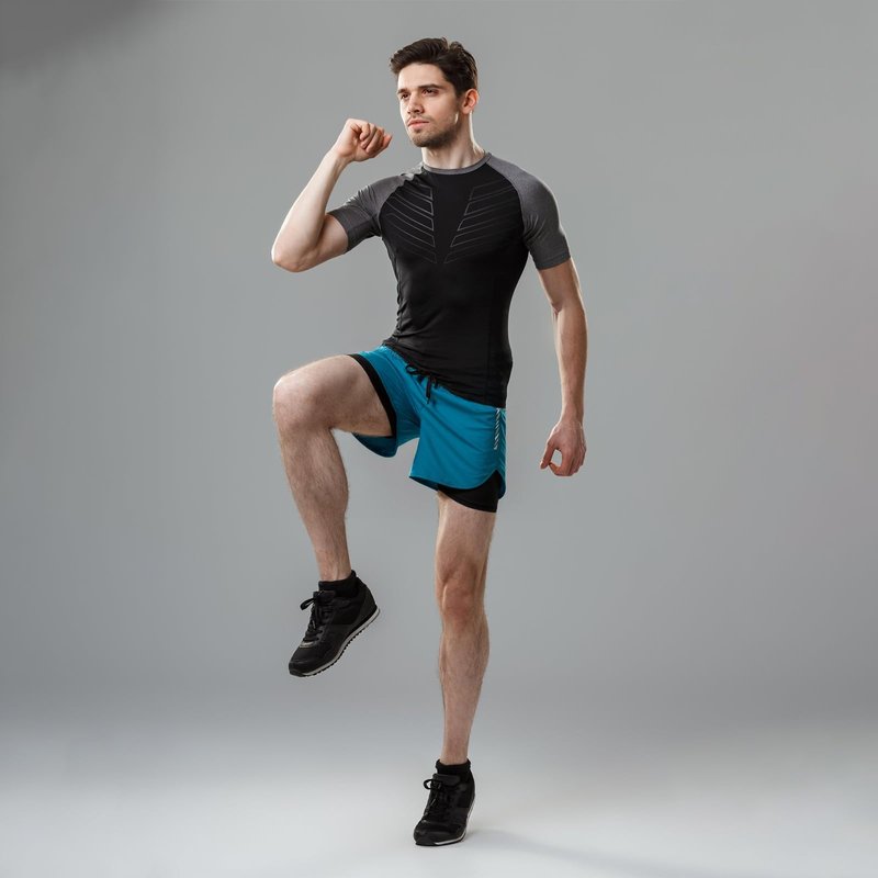 3-Piece Men's Running Shorts - Breathable Quick-Drying Sports Shorts with Night Reflective Strips (L) Black