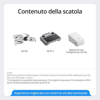 DJI Flip With RC 2 Screen Remote Controller, Follow Me Drone With 4K UHD Camera for Adults, Under 249 g, 3-Axis Gimbal Stabilization, 44000ft/13km Video Transmission, Palm Takeoff, 31-Min Flight Time