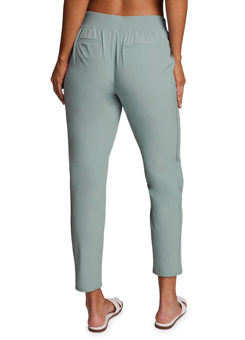 RBX Women's Ankle Pant, Quick Drying Lightweight Stretch Woven Straight Leg Pants with Pockets Ribbed Side Sea Mist L