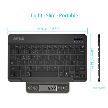 Arteck Universal Backlit 7-Colors & Adjustable Brightness Ultra Light Slim Portable Wireless Bluetooth 3.0 Keyboard for iOS iPad Pro, iPad Air, iPad Mini, Android, MacOS, Windows Tablets PC Smartphone