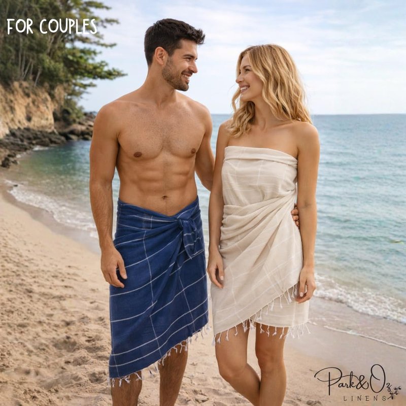 2 Pack The Turkish Beach Towel 40x72 Inches, Oversized 100% Cotton Sand Free Lightweight Absorbent Quick-Dry Beach Blanket, Extra Large Turkish Bath Towels for Travel and Pool, Yoga