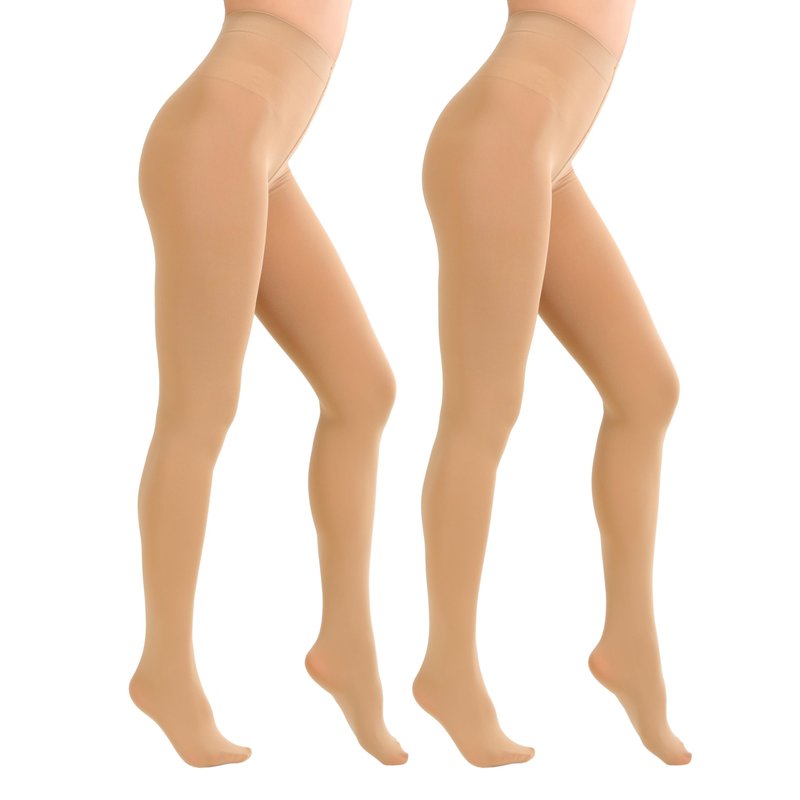 Paralinda 2 Pairs Women's Solid Color Tights 80D, Soft Opaque Microfiber Tights (Nude, S/M)