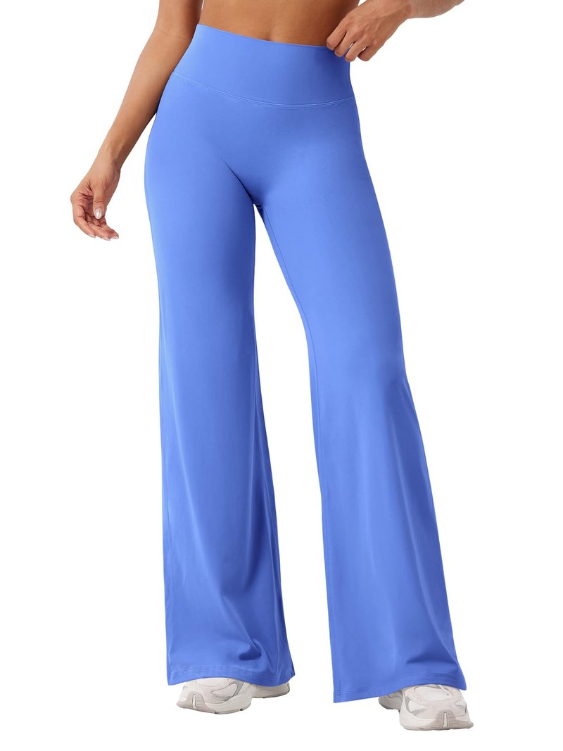 YEOREO Workout Leggings Womens No Front Seam Straight Leggings 31.5" High Waist Buttery Eddiy Gym Yoga Pants Blue L
