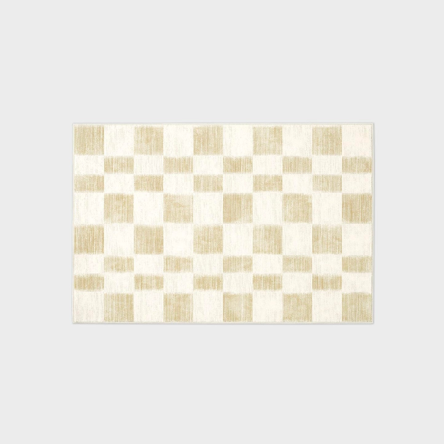 EVERGRACE Checkered Plaid Area Rug 2x3, Soft Fuzzy Faux Wool Rugs Washable Anti Slip Rugs Small Rug Carpet for Entryway Bedroom Living Room Hallway Kitchen Dining Room and Laundry Room, Beige