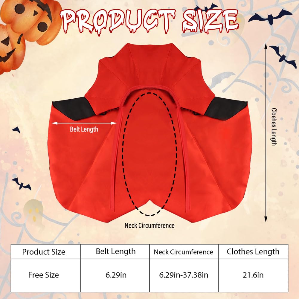Vampire Cloak Cape Costume Clothes, Adjustable Red Black Pet Accessories Outfit Decor Cowl for Small Cats Dogs Animals Halloween Party Pet Cosplay