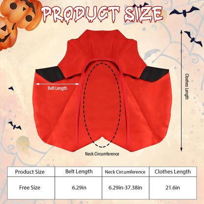 Vampire Cloak Cape Costume Clothes, Adjustable Red Black Pet Accessories Outfit Decor Cowl for Small Cats Dogs Animals Halloween Party Pet Cosplay