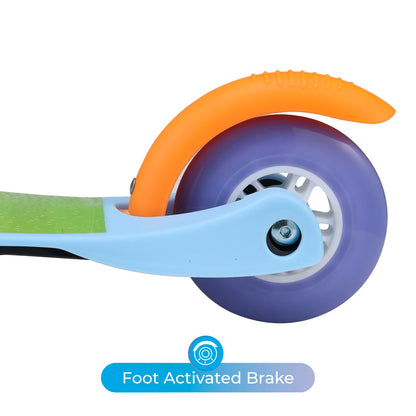 Voyager Self Balancing Kick Scooter with Light Up Wheels, Extra Wide Deck, 3 Wheel Platform, Foot Activated Brake, 75 lbs Limit, Kids & Toddlers Girls or Boys, for Ages 3 and Up, Bluey