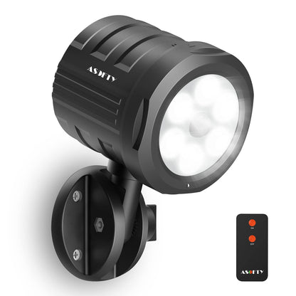 Security Lights Outdoor Motion Sensor, ASOFTY 6 LED 1000 Lumen PIR Wireless Spotlights with Remote Control, IP65 Waterproof 6000K Motion Flood Light for Garage Yard Porch and Patio