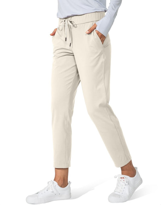 G Gradual Women's Pants with Deep Pockets 7/8 Stretch Sweatpants for Women Athletic, Golf, Lounge, Work (Light Khaki, XX-Large)