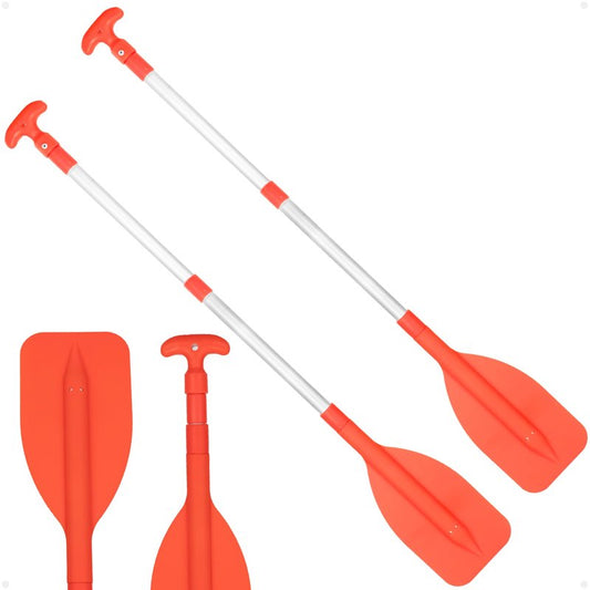 Five Oceans Boat Paddle, 2-Pack Telescoping Paddle, Orange, Aluminum Shaft, ABS Blade & Handle, 21" to 42" Extendable, Emergency & Boat Hook Function - FO2898-M2